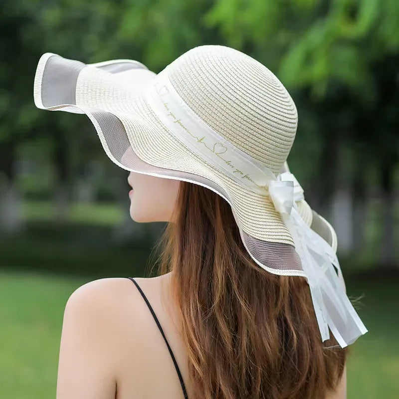 [Special Offer: Buy 2, Save More]Soft Boho Korean Straw Hat – Elegant Wide Brim Summer Beach Hat