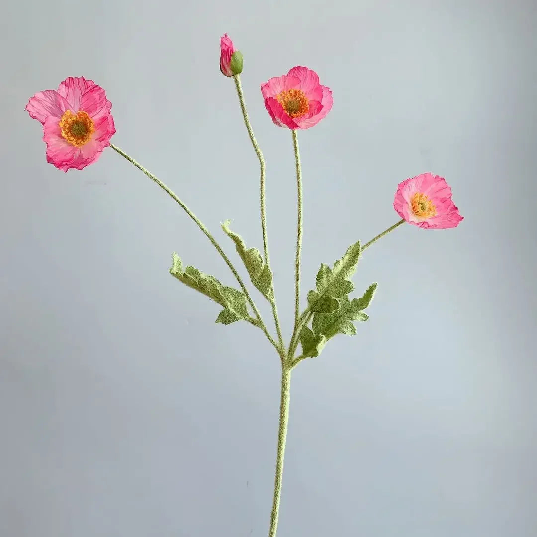 Paperpetals Artificial Silk Poppy Flowers – Long Stem Bouquet