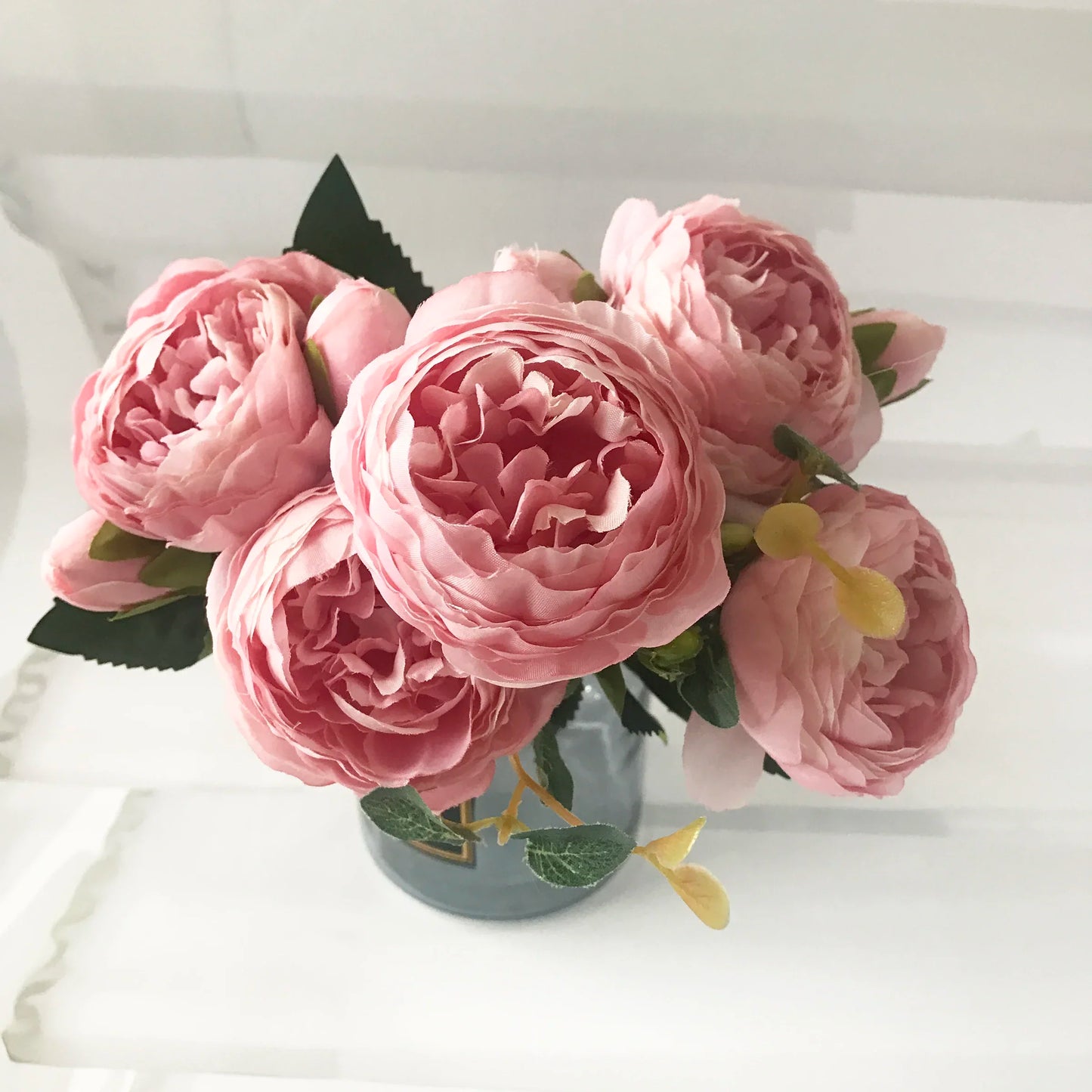 New Rose Pink Silk Peony Bouquet