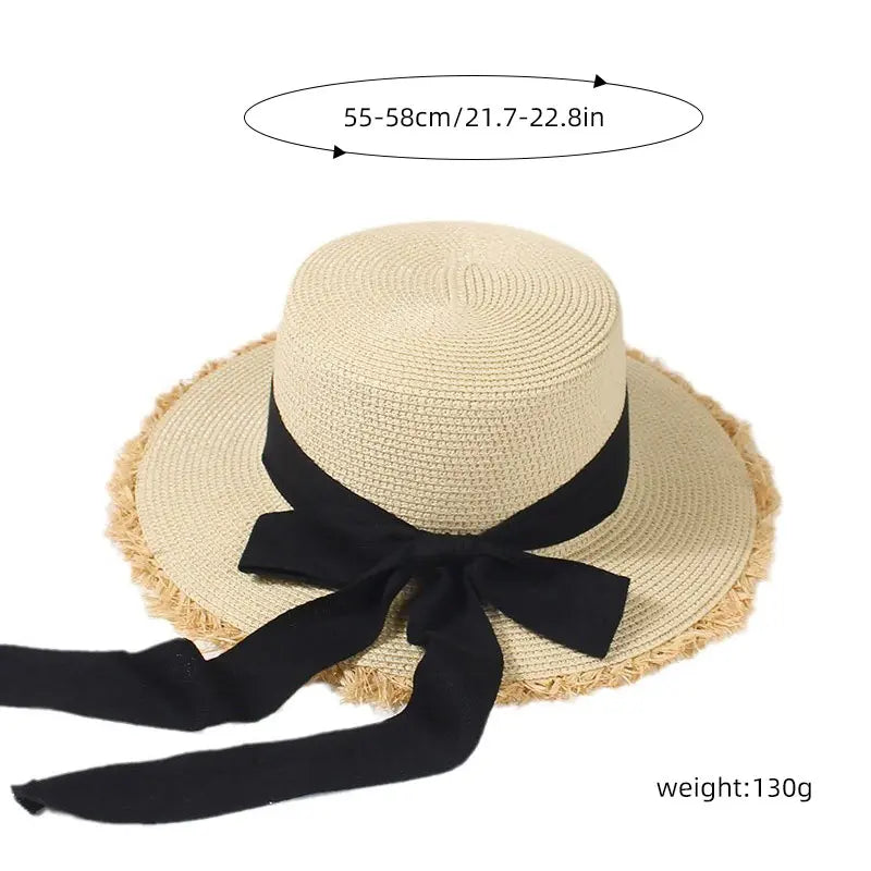 [Special Offer: Buy 2, Save More]Elegant Bow Straw Hat –Medium Brim Summer Sun Hat