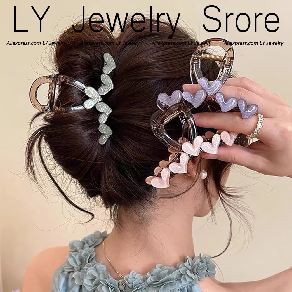 Pastel Translucence Heart Hair Claws