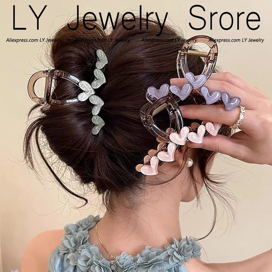 Pastel Translucence Heart Hair Claws