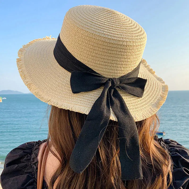 [Special Offer: Buy 2, Save More]Elegant Bow Straw Hat –Medium Brim Summer Sun Hat