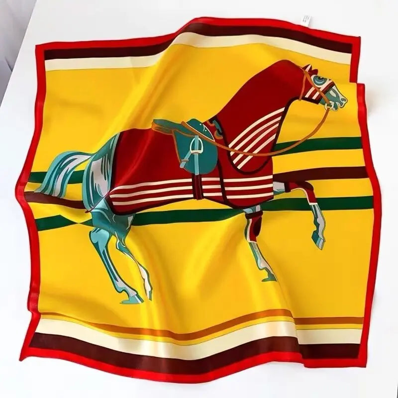 Silk Satin Horse Printed Scarf