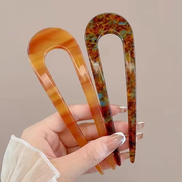Marble U-Shaped Hair Stick