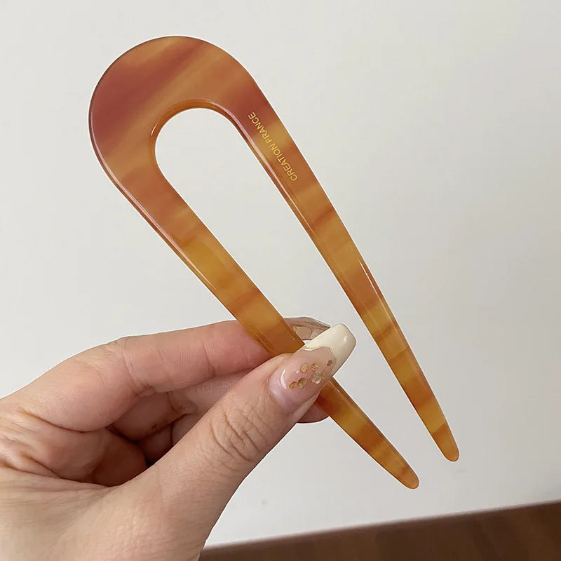 Marble U-Shaped Hair Stick