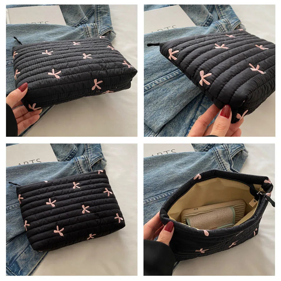 Natural Ribbon Makeup Pouch