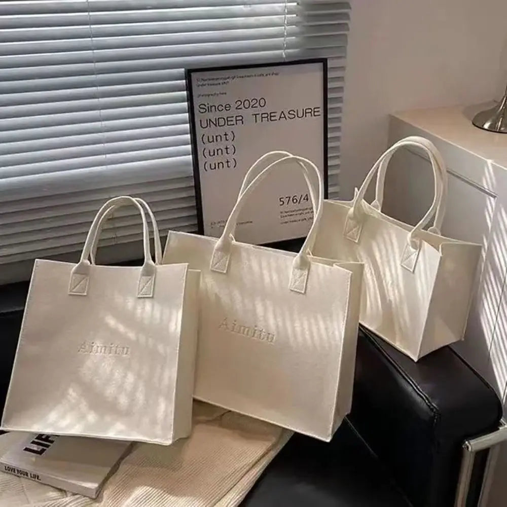 Neutral Felt Tote Bag