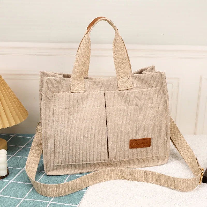 Large Corduroy Tote and Shoulder bag