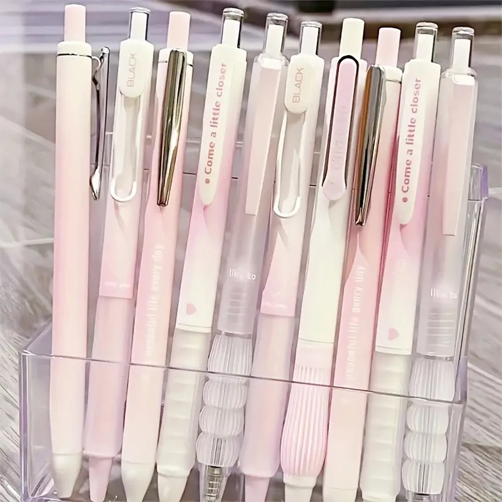 Chic Pink Blush Retractable Gel Pens 0.5mm Fine Point  Black Ink