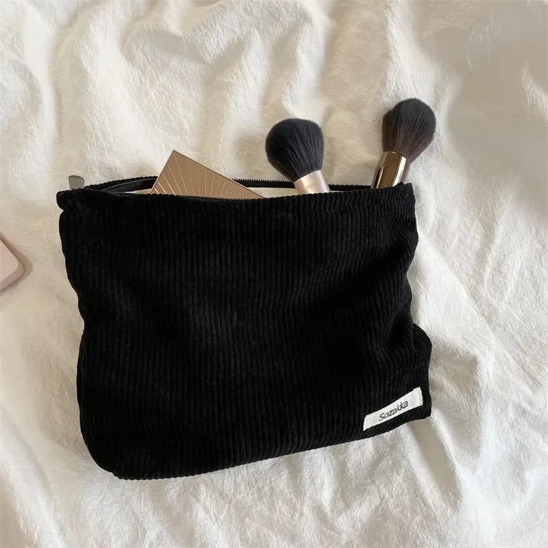 Corduroy Flower Print Pouch