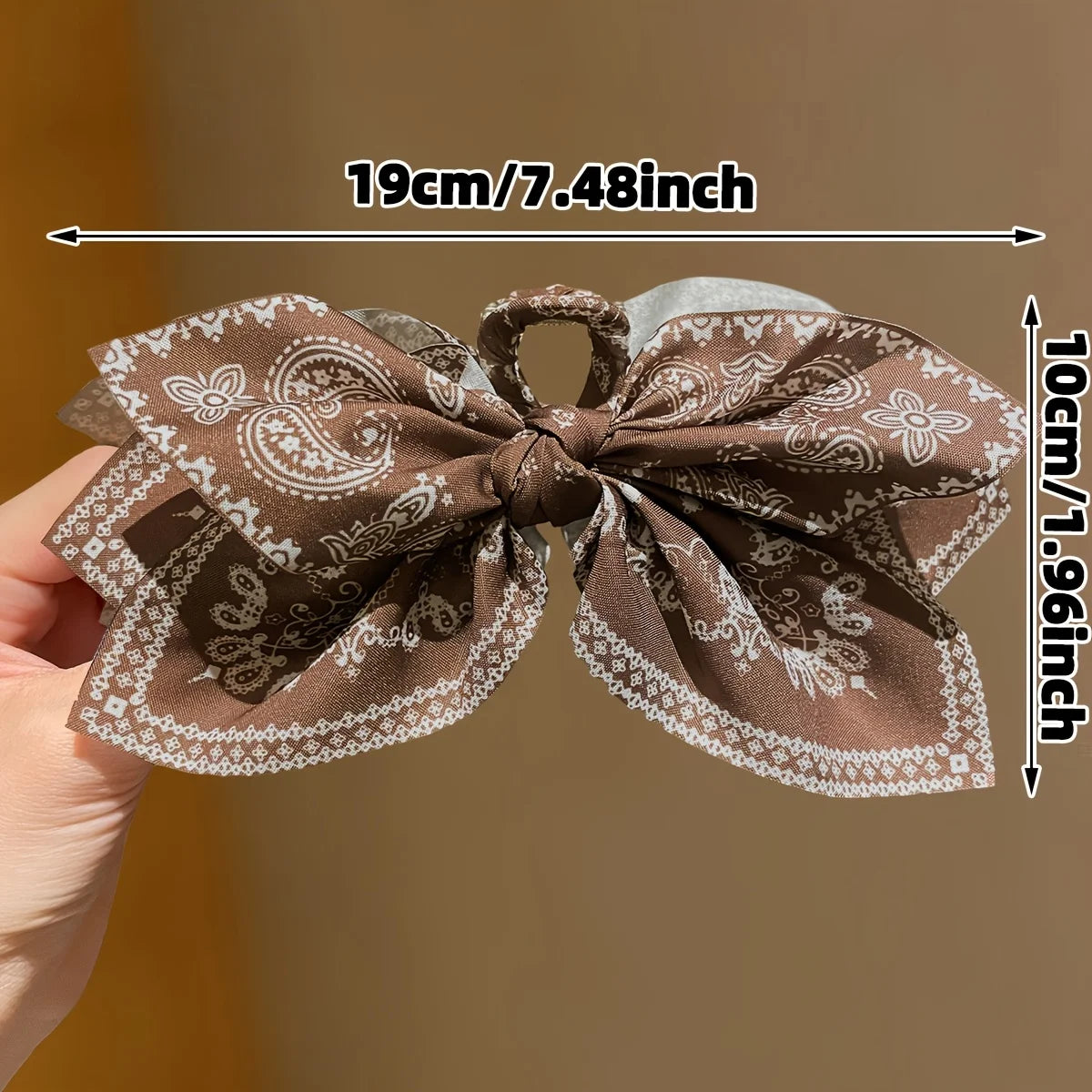 Brown Cashew Flower Bow Hair Clip