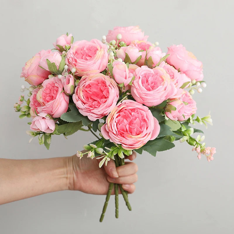 Rose Pink Silk Peony Bouquet – Artificial Wedding Flower
