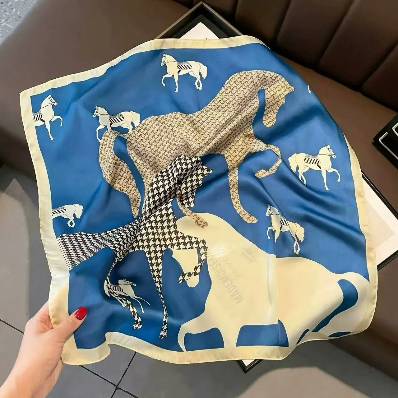Silk Satin Horse Printed Scarf