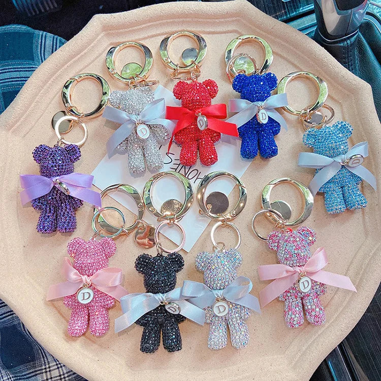 Luxury Rhinestone Bear Keychain – Full Crystal Car & Bag Charm