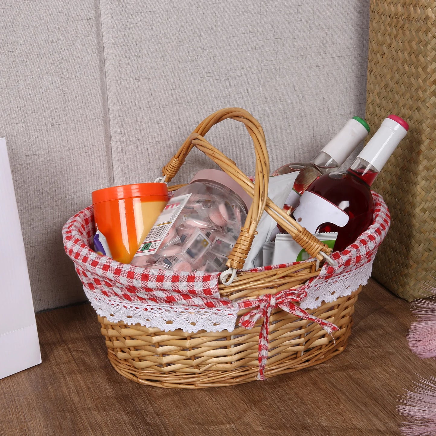 New Handmade Wicker Picnic Basket