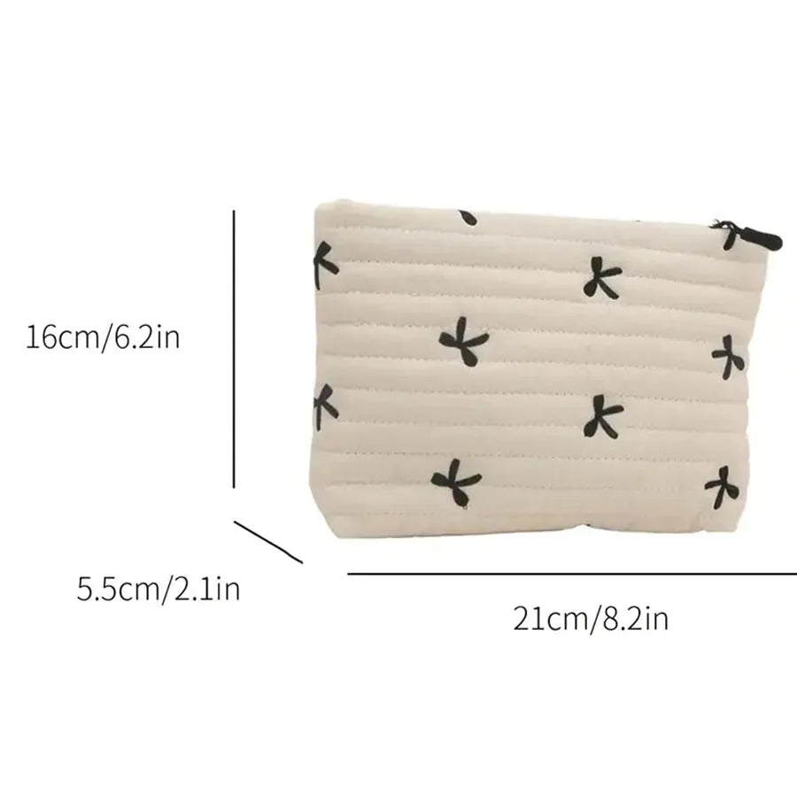 Natural Ribbon Makeup Pouch