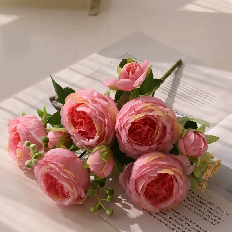 Rose Pink Silk Peony Bouquet – Artificial Wedding Flower
