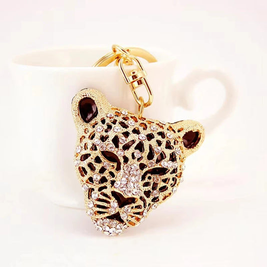 Chic Leopard Crystal Keychain – Luxury Bag & Car Pendant